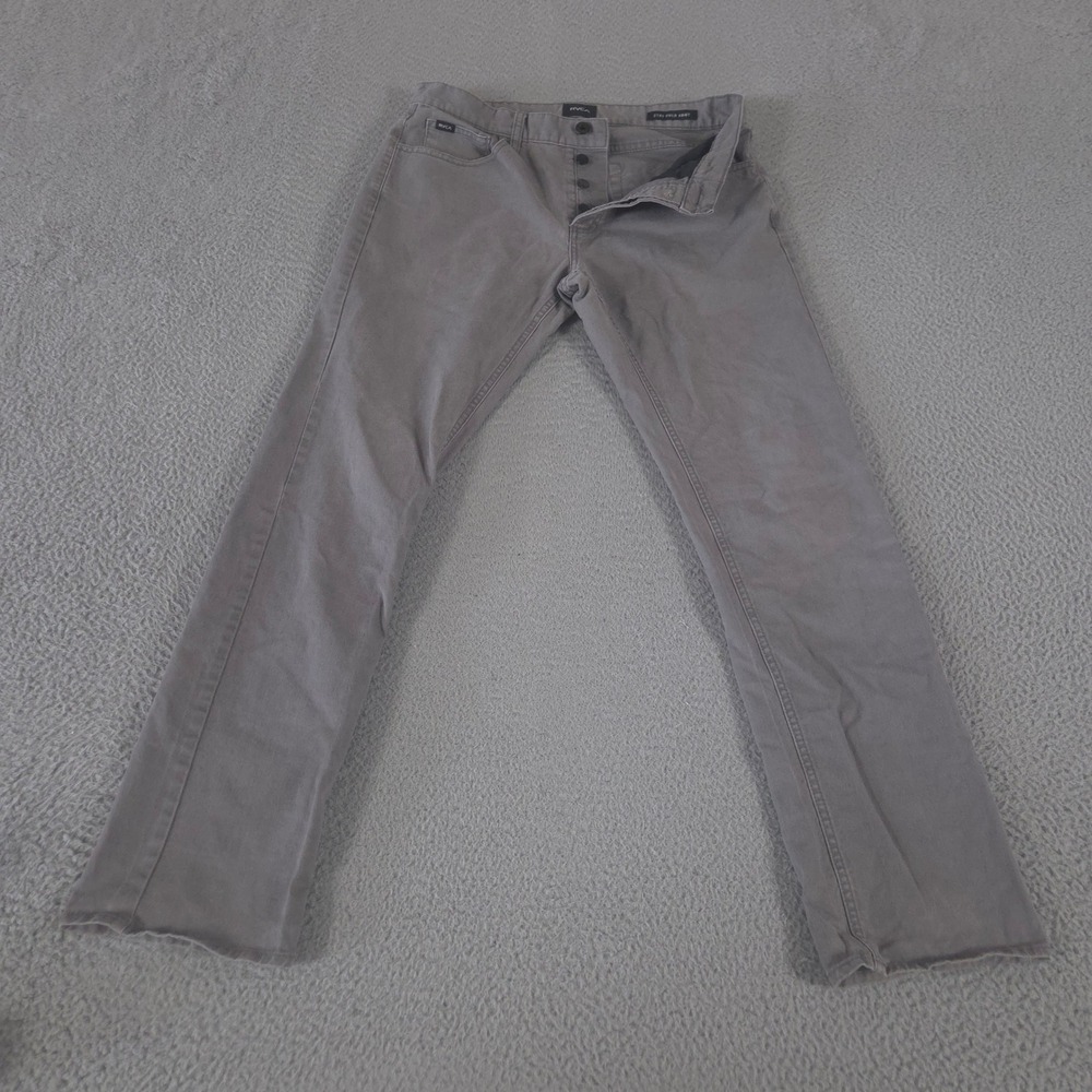 RVCA Jeans Mens 32x31 Grey Stay Pant Slim Straight Leg Button Fly Cotton‎ Blend